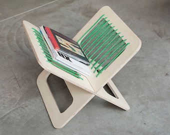 Magazine rack from wood, storage rack book holder, paper mail holder, modern style