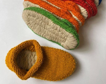 Home slippers for indoor use,  hand knitted  slippers , home shoes. Warm wool winter slippers, 100% handmade and hand knitted