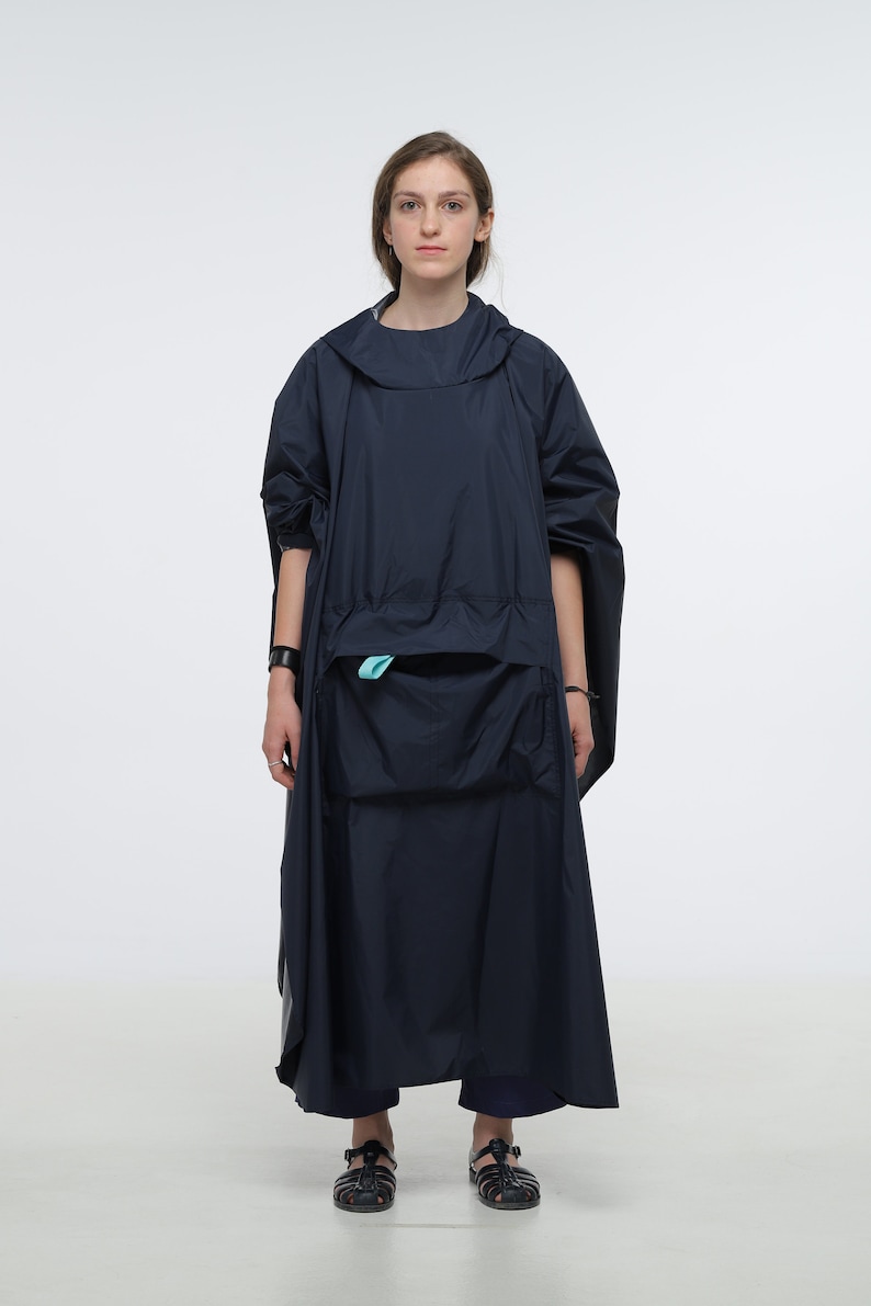 Water proof raincoat, unisex oversize, lightweight cape/poncho with hood, raincoat for walks image 5