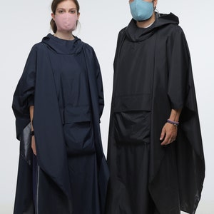 Water proof raincoat, unisex oversize, lightweight cape/poncho with hood, raincoat for walks image 2