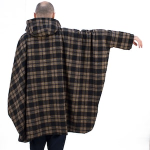 Cape Coat, Water proof Poncho, Double Side Raincoat, Unisex Cloak ,Oversize Poncho with Hood, Raincoat for Walks, Gift for Her,