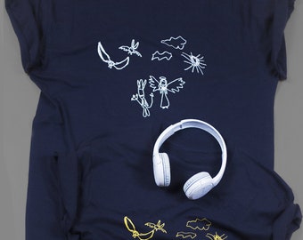 Comfort tshirt with original design, made by kids. Useful in Summer, on the beach, camping and etc.