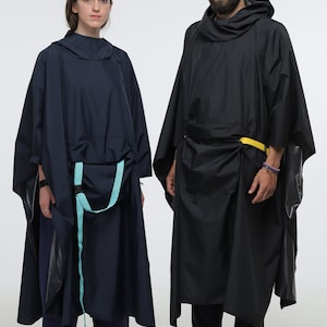 Water proof raincoat, unisex oversize, lightweight cape/poncho with hood, raincoat for walks image 1