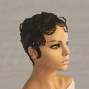 PETITE FIT AVA- -Glueless Pixie Tapered Wet and Wavy Cut 100% Human Hair Wig