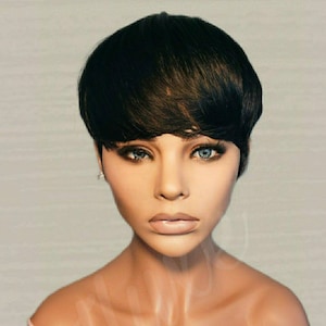 GIA - GLUELESS PIXIE Tapered Cut 100% Human Hair Wig