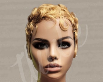 PETITE FIT LISA -Glueless Pixie Tapered Wet and Wavy Cut 100% Human Hair Wig