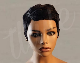 Perruque Petite Pixie : Perruque courte en cheveux humains avec frange