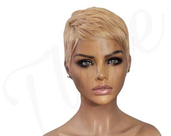 Blonde Pixie Wig: Razor Cut Human Hair Wig - ZOE
