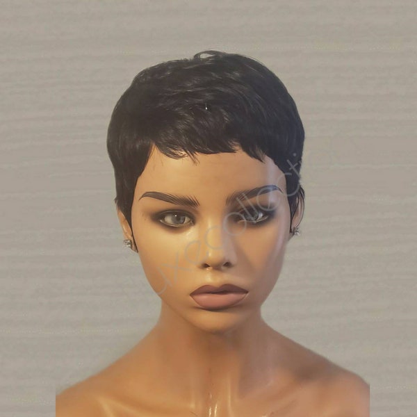 LILLY - GLUELESS PIXIE Tapered Cut 100% Human Hair Wig