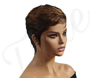 Perruque Petite Pixie : Perruque courte en cheveux humains avec frange - Val