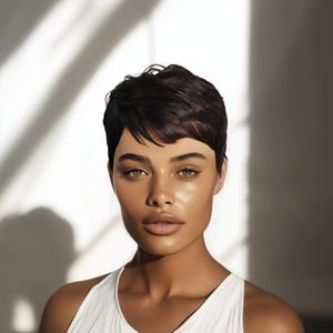 Nia Long Inspired Pixie Wig: Glueless Human Hair, Tapered Cut