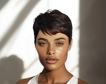 Glueless Human Hair Pixie Wig | Tapered Cut - KAMRYN