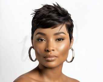 Short Pixie Wig: Glueless Human Hair, Edgy Black Women