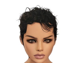 Wet & Wavy Pixie Wig: 100% Human Hair, Glueless, Beginner-Friendly - TAJ