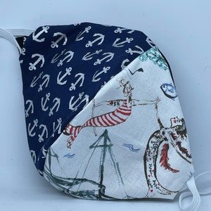 Nautical Mermaid en Merman Print Multipattern, Triple Layer Gezichtsmasker