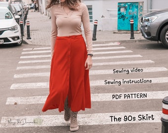 The 90s Skirt| Instant download A4 PDF sewing pattern | A-line skirt sewing pattern