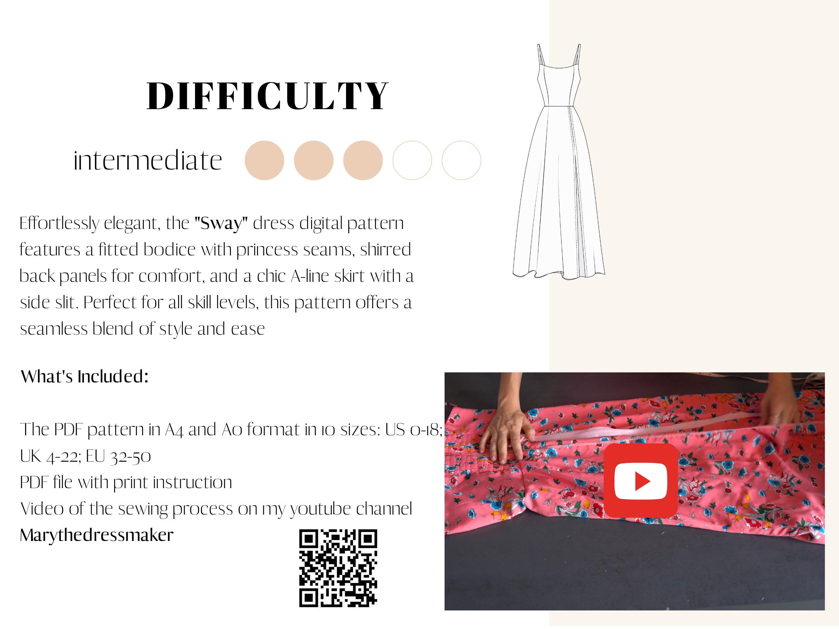 A Line Dress Sewing Pattern |basic Midi Dress Pattern| PDF Sewing ...