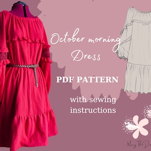 October Morning dress - Midi loose fit dress | Instant download A4 PDF sewing pattern | dress sewing pattern