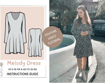 Patrón de costura vestido slip, patrones de vestidos para mujer, patrón de costura pdf, patrones de vestidos de mujer, patrón de vestido de punto