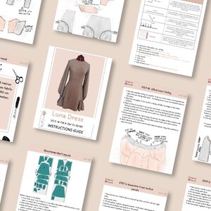 Patrón de costura en PDF para vestido con mangas abullonadas, detalles de volantes, vestido midi romántico, ideal para principiantes, tallas de mujer (EE. UU. 0-18), descarga instantánea. imagen 5