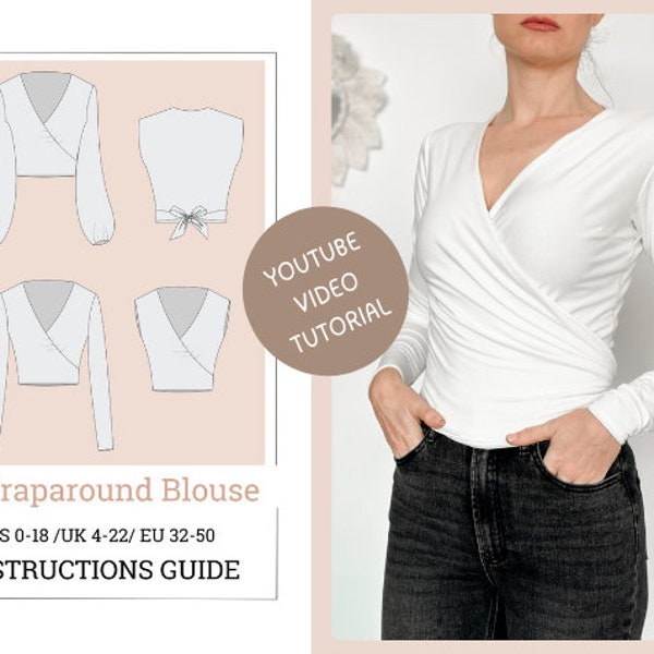 Wraparound - Create Your Own Chic Wrap Blouse with this Digital Sewing Pattern - Instant Download - A4 PDF sewing pattern
