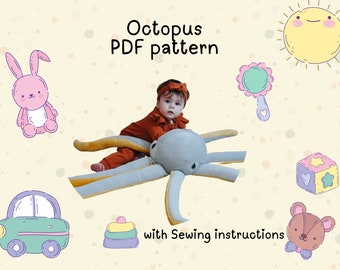 Octopus toy pattern| Instant download A4 PDF toy sewing pattern