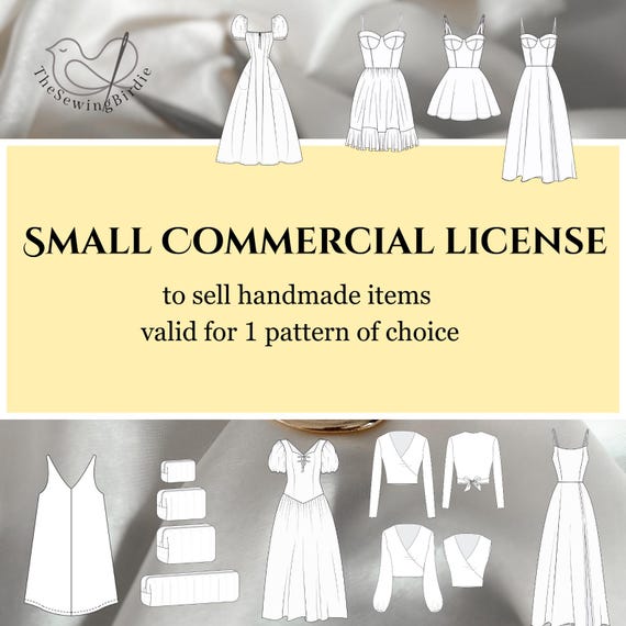 sell dress designs Small Commercial License for Sewing Patterns