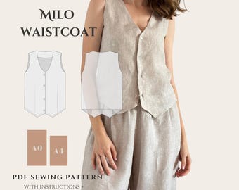 Patrón de costura para chaleco Milo: Chaleco fácil para mujer (patrón PDF)