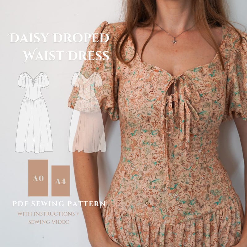 Drop Waist Dress Pattern Etsy