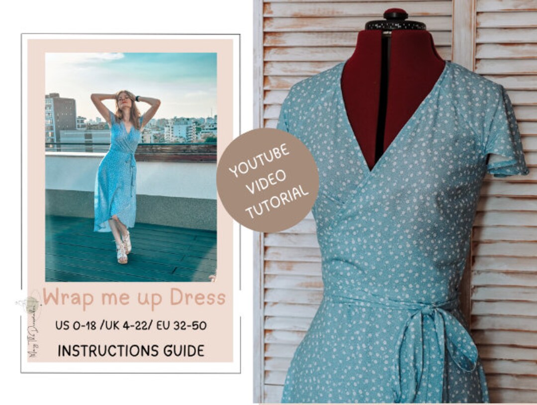 Butterfly Sleeve Wrap Dress Sewing Pattern PDF | Semi-circle Skirt ...