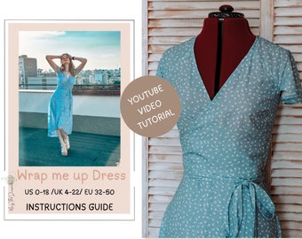 Wrap Dress Sewing Pattern, dress patterns for women, pdf sewing pattern, ladies dress patterns, summer dress pattern, Sleeveless wrap dress