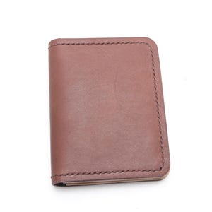 Handgefertigte Leder Geldbörse für Männer Minimalist, schokobraunes pflanzlich gegerbtes Leder