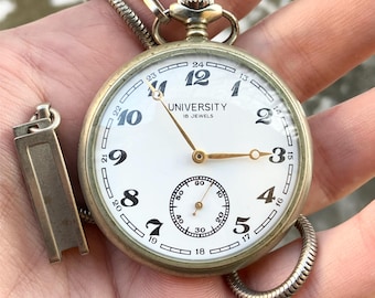 Reloj de bolsillo MOLNIJA, esfera abierta, 60 mm, vintage, años 80, regalo de cumpleaños, regalo de aniversario, reloj en funcionamiento