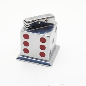 Unique Unbranded Automatic Table Petrol Lighter Dice 1950S France Works cool!