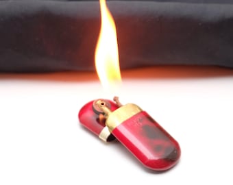 Encendedor de gasolina de latón, 5 unidades, Japón, rojo, vintage, funcionando, regalo para hombre, regalo de aniversario.