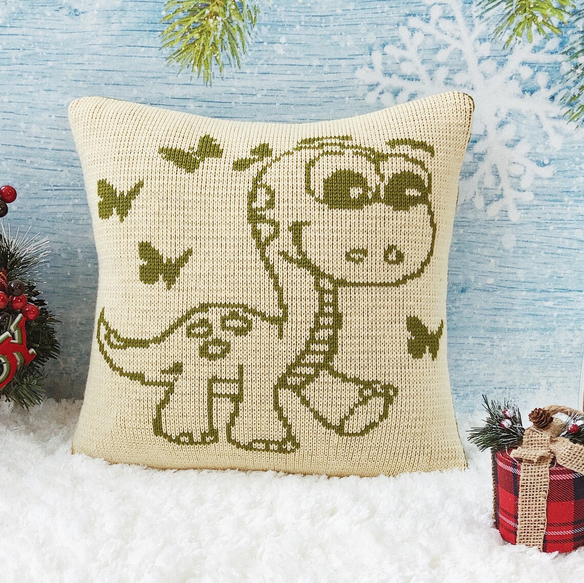 Dinosaur Pillow Knit pillow patterns Funny home decor | Etsy