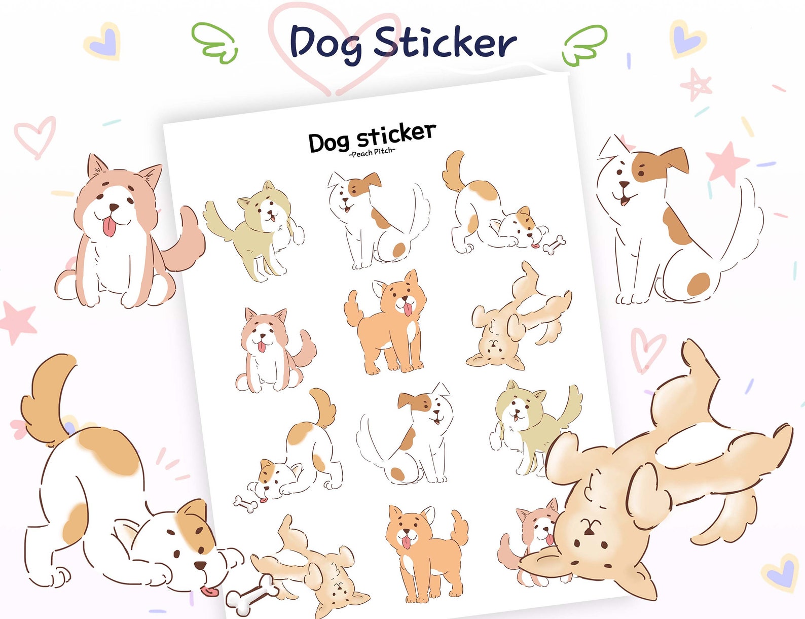 Dog Stickers Cute Dog Stickers Puppy Planner Decor Etsy