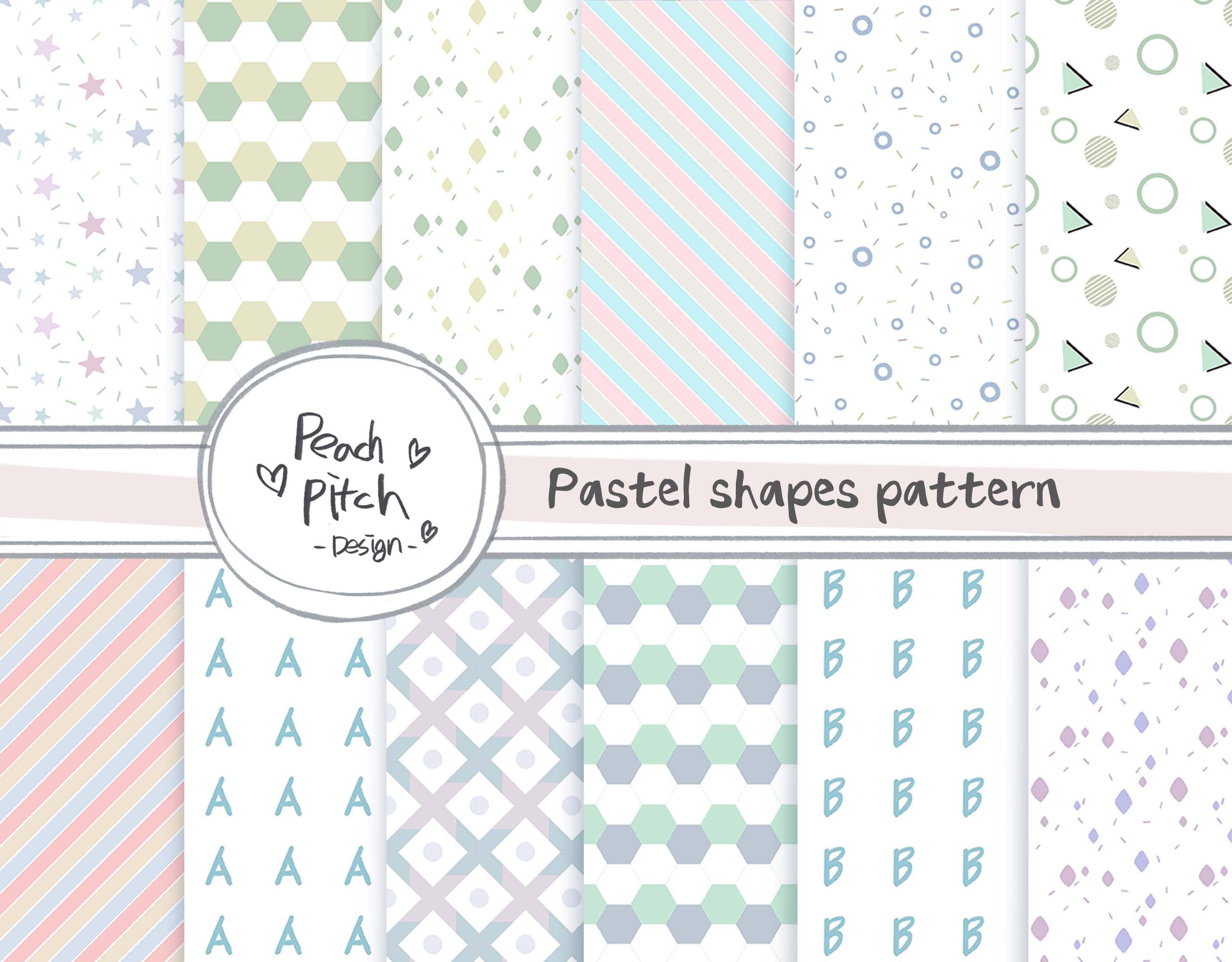 Digital Papers Pastel Color Paper Pack Pastel Shapes Etsy