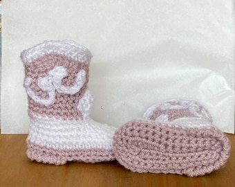 Crochet Cowboy Style Baby Booties (0-3months)