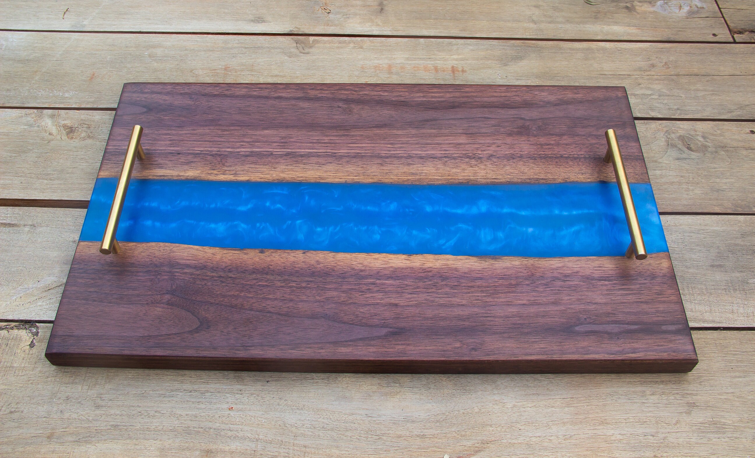 Plateau Noyer Noir et Resine Epoxy