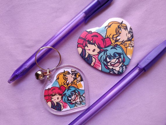 Vocaloid merch || Triple Baka || Heart pins - Heart keychain