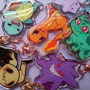 Pokemon acrylic keychains || Double sided glitter epoxy || Pokemon charms
