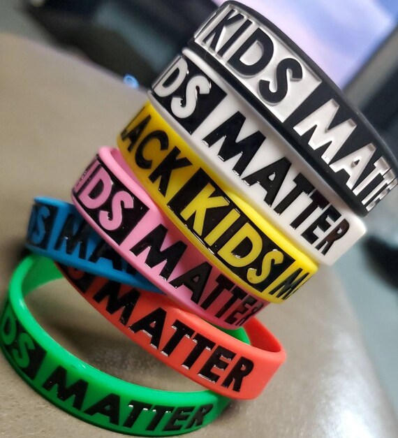 Black KIDS Matter Wristbands. Engraved Colored Bracelets. Name