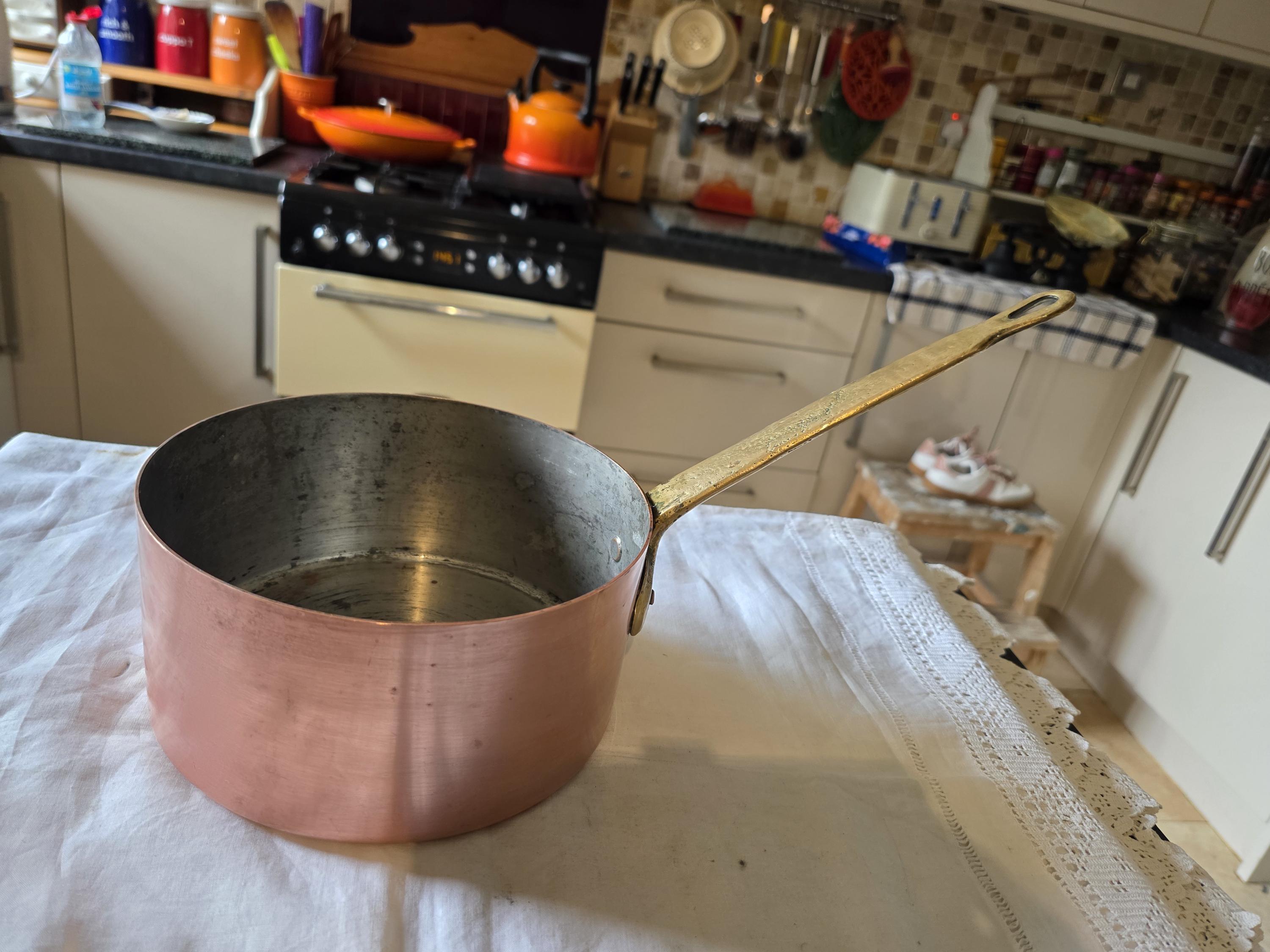 Poêle En Cuivre étamé Avec Poignée En Laiton - 21 Cm, Fabrication Italienne Pro