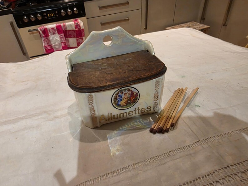Matchstick Storage Beautiful Vintage Ceramic French Ceramic Allumentes Box Matchstick ...