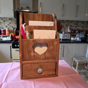Porte-bougies vintage en bois de chêne, 2 tiroirs de rangement sur pied ou suspendus, grande section, bureau universitaire français