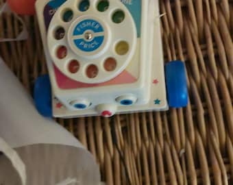 Vintage Toy Fisher Price chatter phone  pull a long children&#39;s toy prop playroom gift fabulous condition