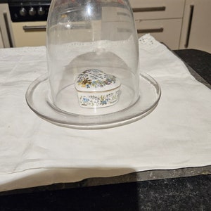 Glass Cloche Dome and Plate Set: Vintage French Collectible Display (Original Box)