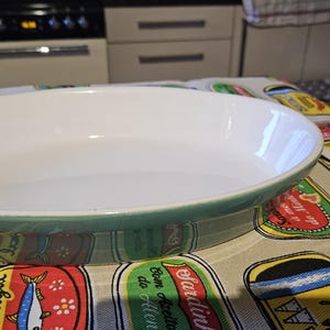 oval shape roasting baking pan tray ceramic moss green colour as new white interior unbranded great versatile oven to tableware item