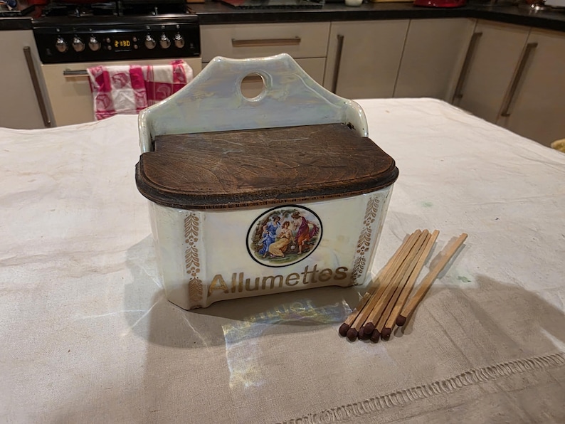 Matchstick Storage Beautiful Vintage Ceramic French Ceramic Allumentes Box Matchstick ...